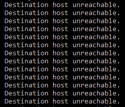 Destination host unreachable.